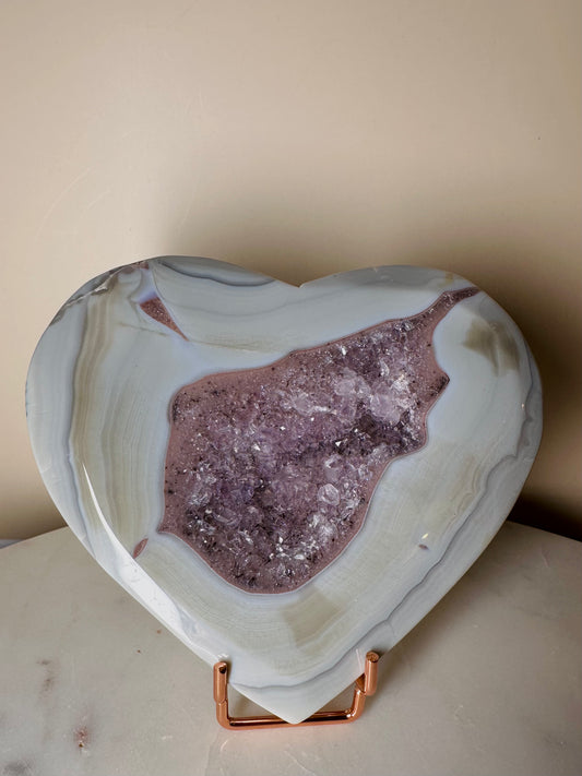 Agaat hart met oog van amethist - 13005